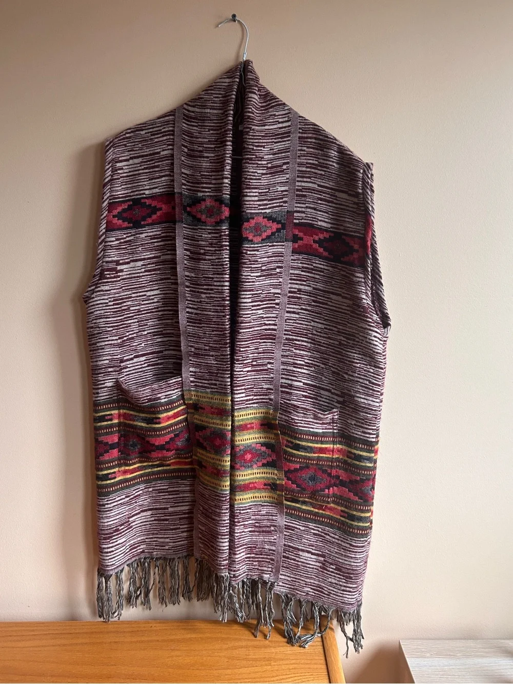 Cozy Southwestern Knit Vest with Pockets - Picture 3 of 7